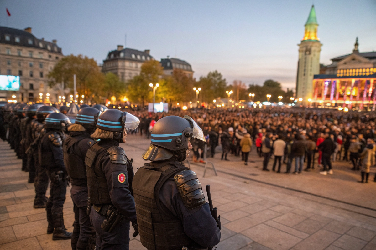 Une équipe d’agents assurant la sécurité événementielle encadrant une manifestation