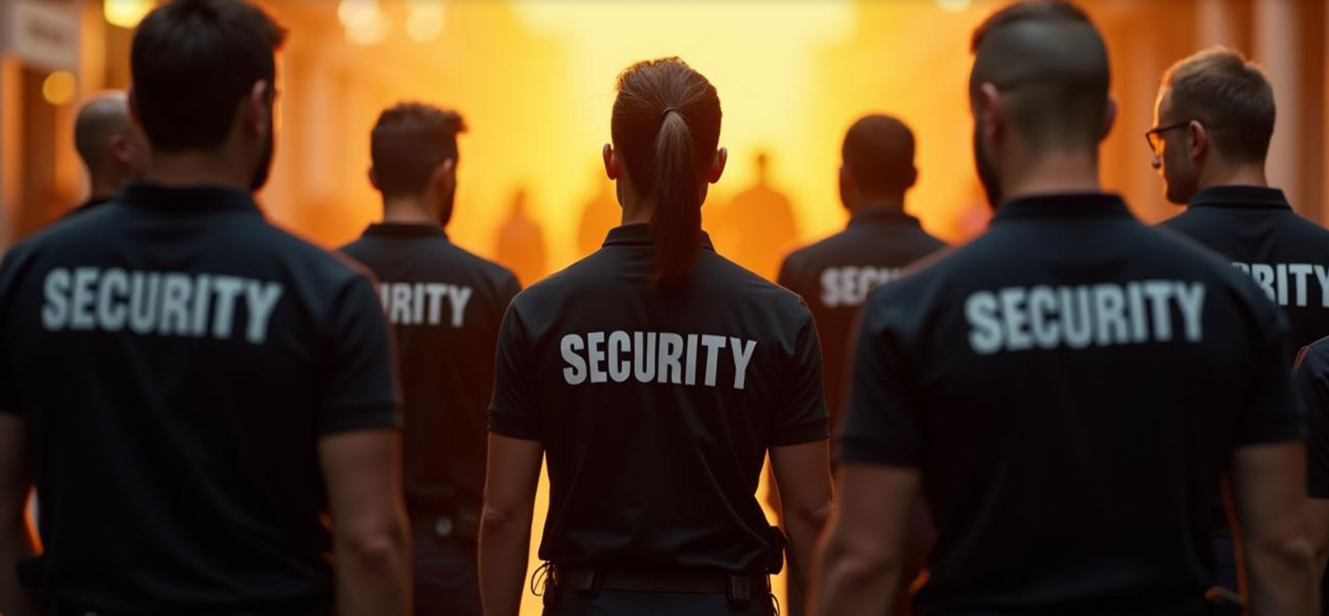 Des agents de sécurité rassemblés