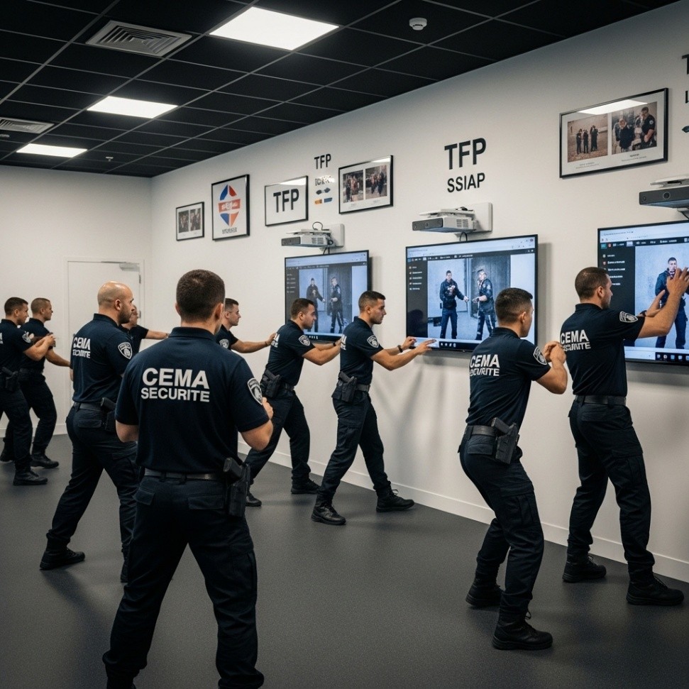 Centre de formation moderne avec des agents de sécurité événementielle en formation