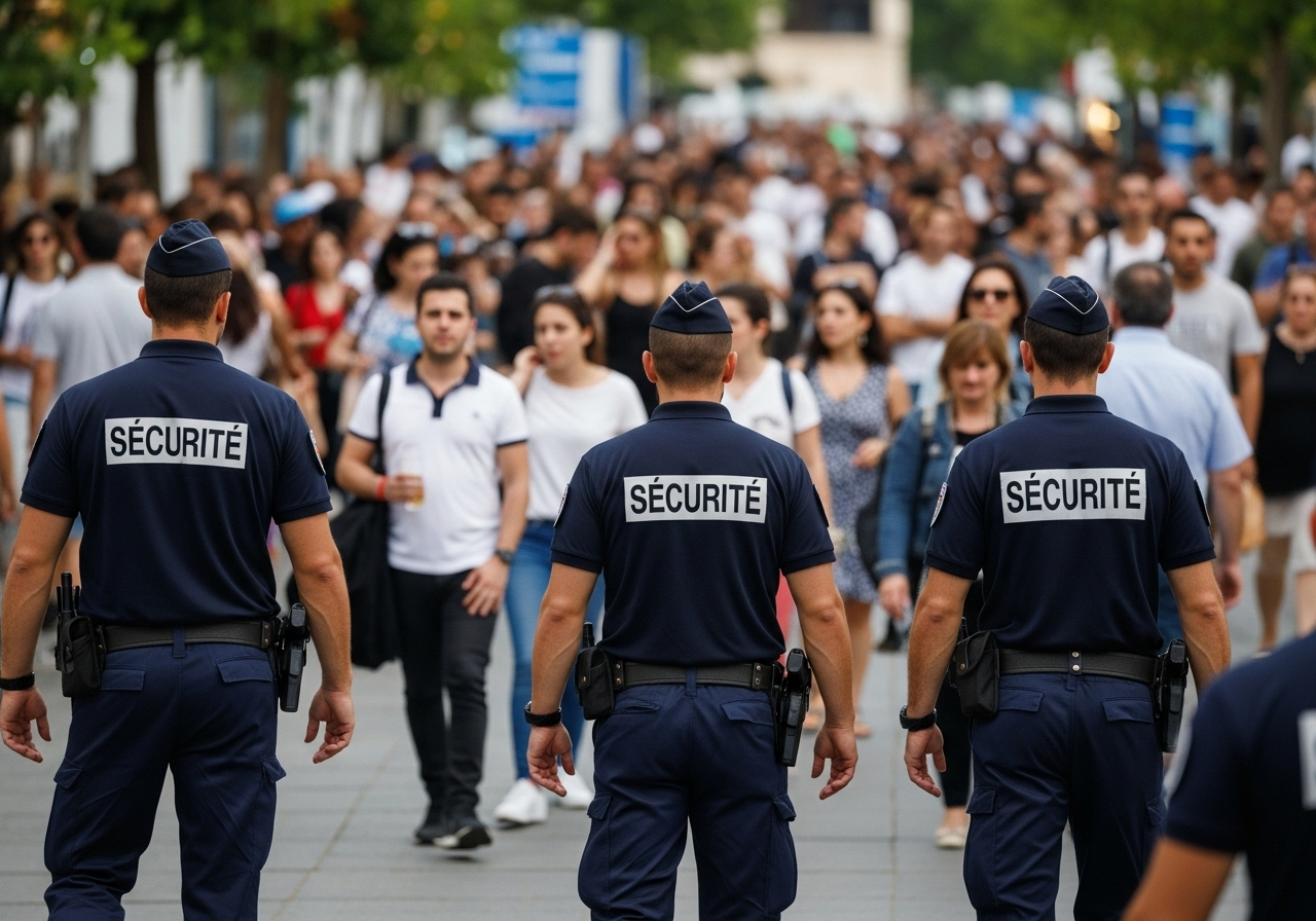 Agents de sécurité assurant la surveillance d’un festival