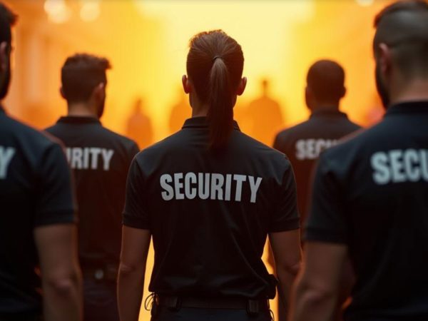 Des agents de sécurité rassemblés