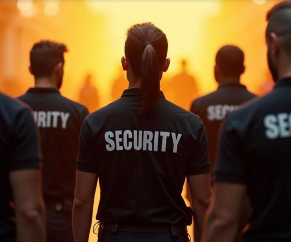Des agents de sécurité rassemblés