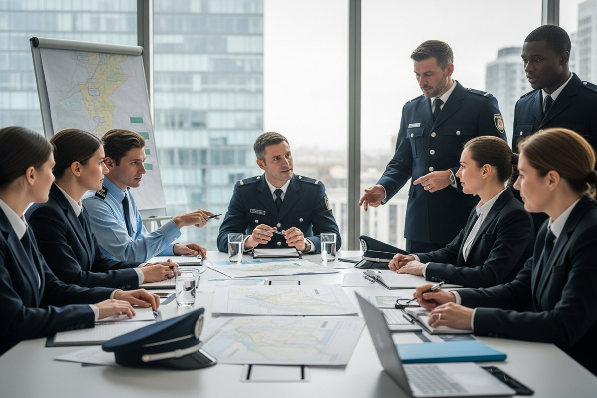 Coordination forces locales et sécurité privée lors de réunion professionnelle